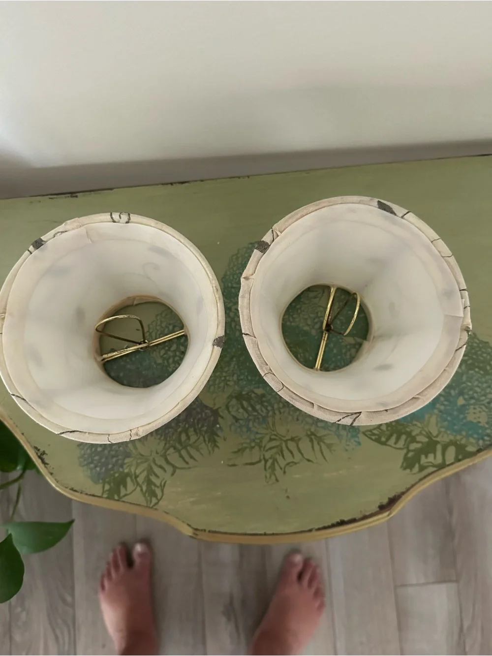 Cream Floral Embroidered Mini Lampshade Pair